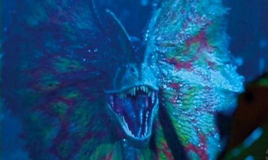 A Dilophosaurus in "Jurassic Park." Universal via YouTube