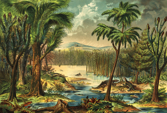 Artist's recreation of a forest during the Carboniferous period |Mark Ryan