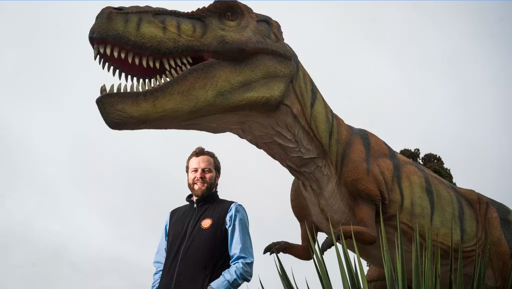Ben Wardle is excited to announce the new T-Rex model at the popular National Dinosaur Museum.  Photo: Dion Georgopoulos