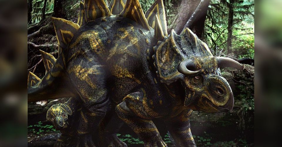 Concept art for Jurassic World confirms another hybrid dinosaur, known as the Stegoceratops, was originally planned to appear in the movie.