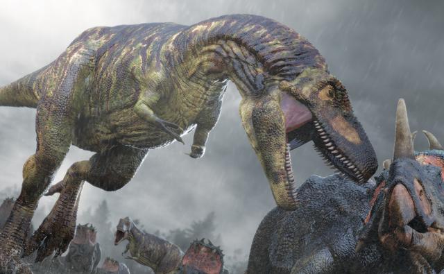 Planet Dinosaur: Daspletosaurus attack the herd of Centrosaurus.