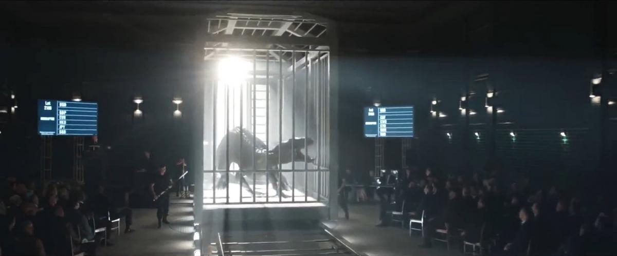Here is a shot of Indoraptor from Jurassic World Fallen Kingdom. The start of Indoraptor's reign seems to have started as a stage show.